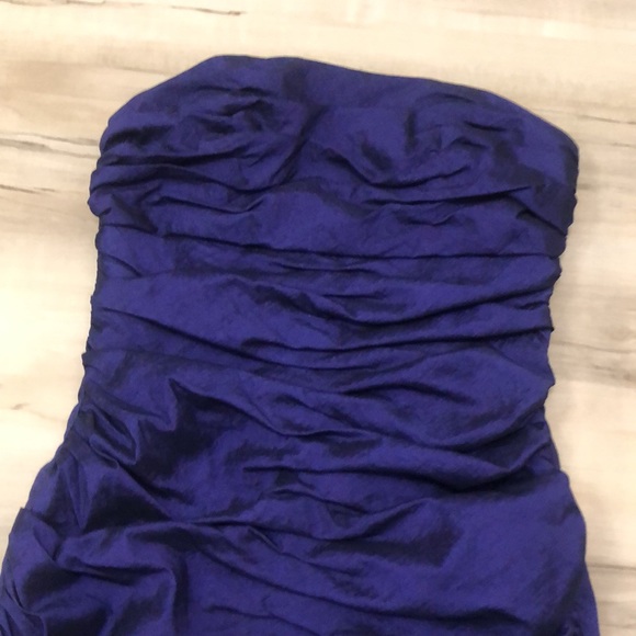 Purple Ruched Bodycon Strapless Dress - Picture 2 of 5